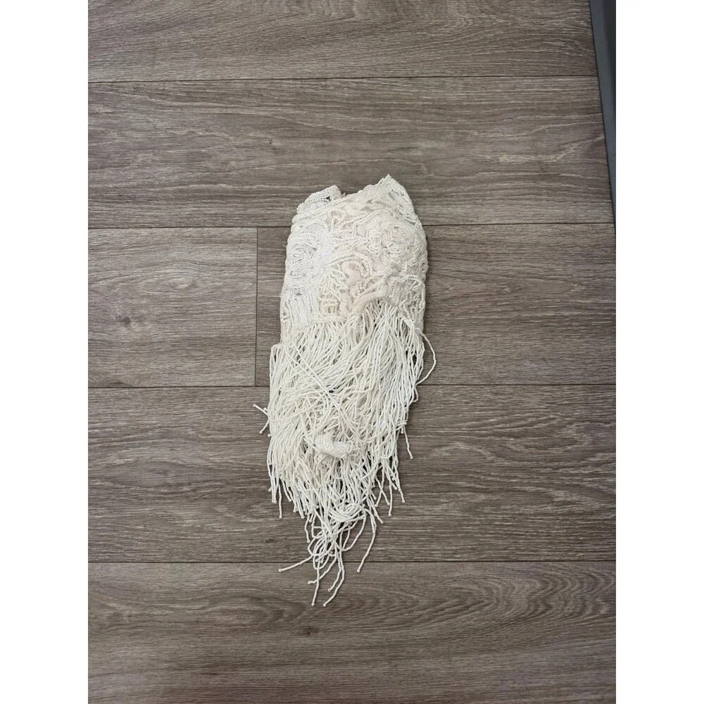 Vintage Beaded Fringe Shawl  Western Fashion Statement Collar